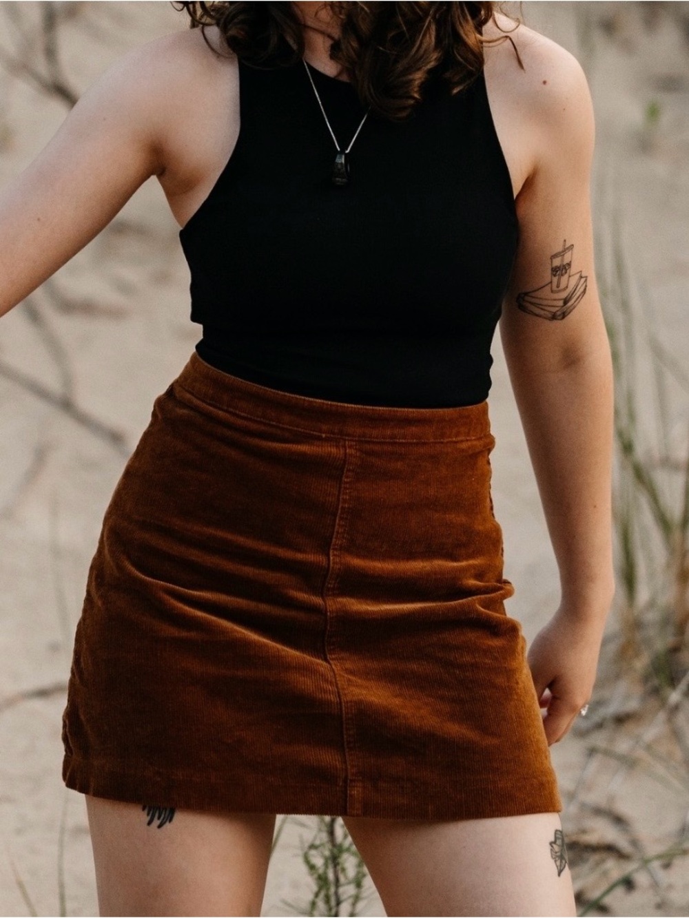 Forever21 Corduroy Mini Skirt in Rust Brown
